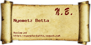 Nyemetz Betta névjegykártya